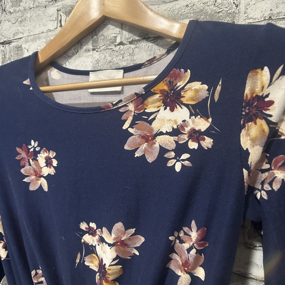 EUC French Grey Navy Floral Long Sleeve Dress Size XS - Picture 4 of 12